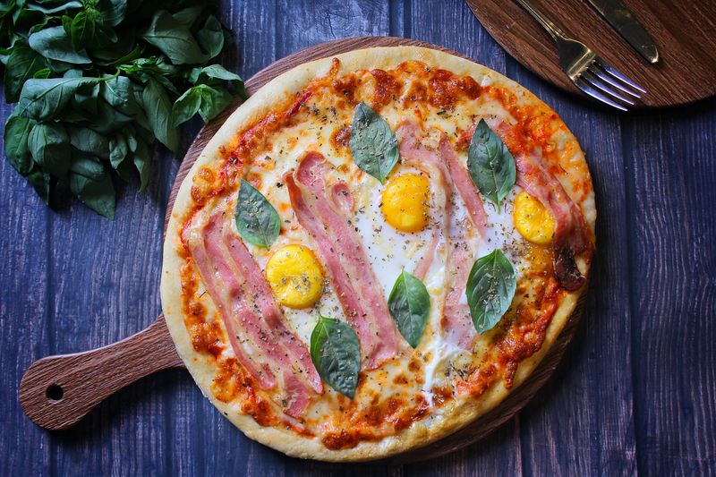 Hawaiian pizza with ham and pineapple