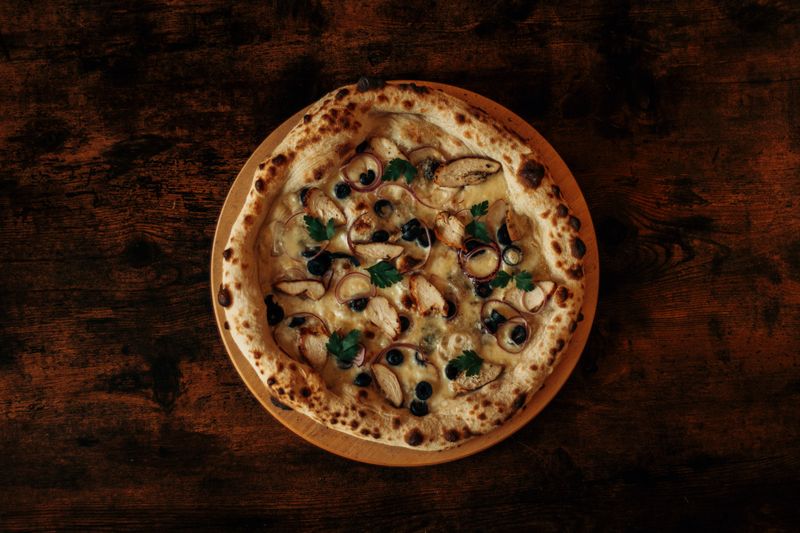 Margherita pizza with fresh basil and buffalo mozzarella